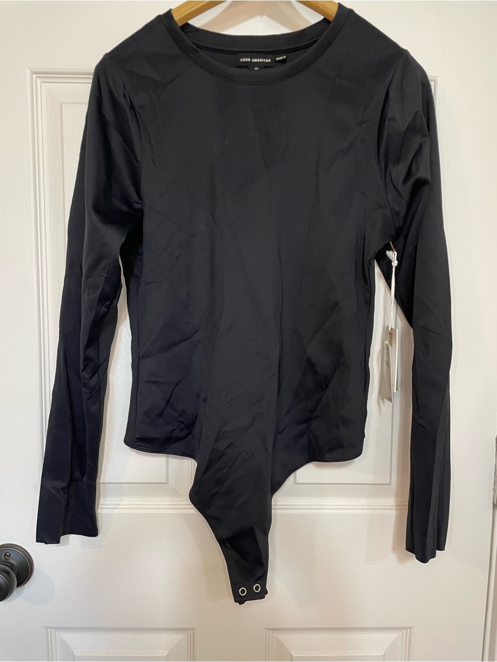 Good American Black Long-Sleeve Crewneck Bodysuit